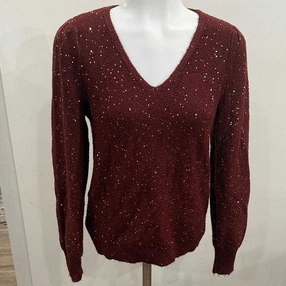 LOFT XS Women's Burgundy Sweater - Picture 1 of 10